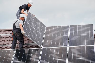 Residential Solar Panel Installer at Work
